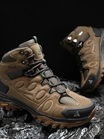 HIKEUP High-Top Men Hiking Boot Winter Outdoor Shoes Lace-Up Non-slip Outdoor Sports Casual Trekking Boots Man Waterproof Suede