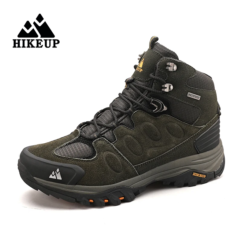 HIKEUP High-Top Men Hiking Boot Winter Outdoor Shoes Lace-Up Non-slip Sports Casual Trekking Boots Man Suede Warm Shoes - Image 4