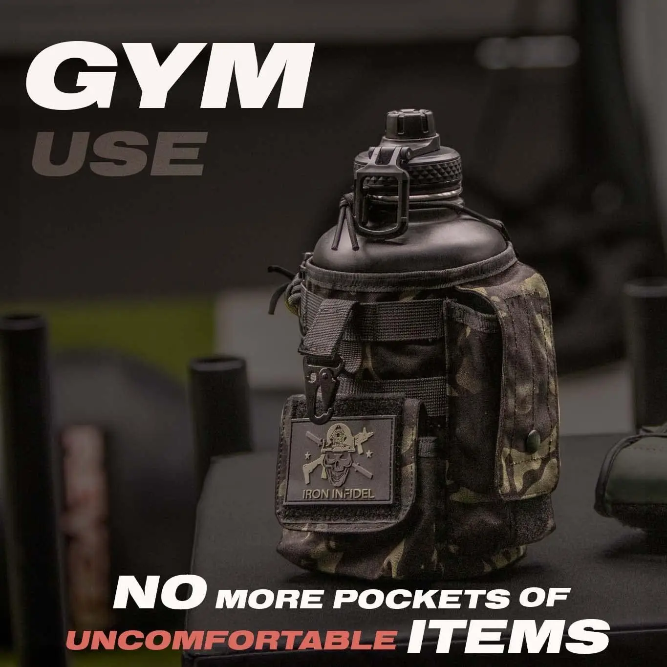 Battle Bottle 64 oz Insulated Stainless Steel Water Bottle with Paracord Handle & Removable Sleeve - Black Camo - Image 6