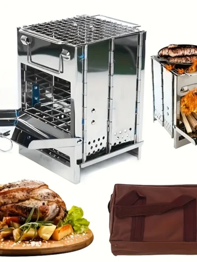 Portable Stainless Steel Firewood Stove For Camping, Picnic, And BBQ - Compact And Lightweight