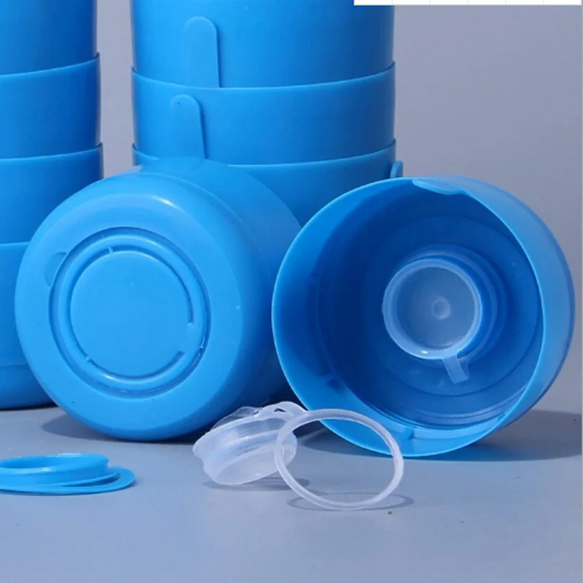 20Pc 55mm Water Bottle Snap Cap Cover Reusable Water Jug Cap Cover Replacement 3-5 Gallon Non-Spill Anti Splash Peel Lid Stopper - Image 4