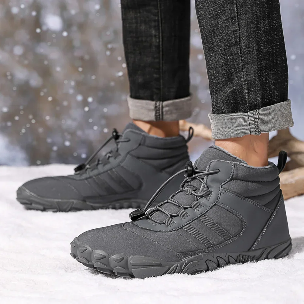 2024 Winter Fur Warm Women Boots Men Waterproof Barefoot Shoes Ankle Boots Outdoor Barefoot Hiking Shoes Warm Winter Botines - Image 2