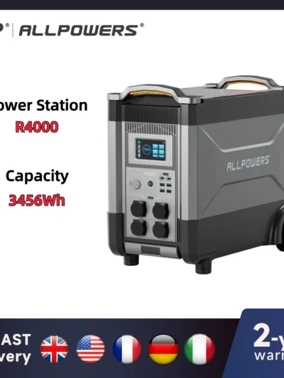 ALLPOWERS R4000 LiFePO4 Battery, 3600Wh Power Station 4000W Portable Generator, Expandable Battery for Power Outage, Travel,UPS