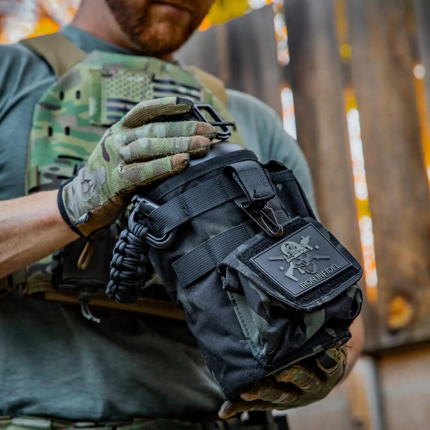 Battle Bottle 64 oz Insulated Stainless Steel Water Bottle with Paracord Handle & Removable Sleeve - Black Camo - Image 5