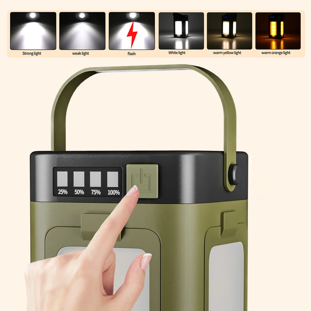 Rechargeable Lantern Power Bank Solar Camping Lantern Portable Flashlight LED Tent Light for Camping Hiking Fishing - Image 6