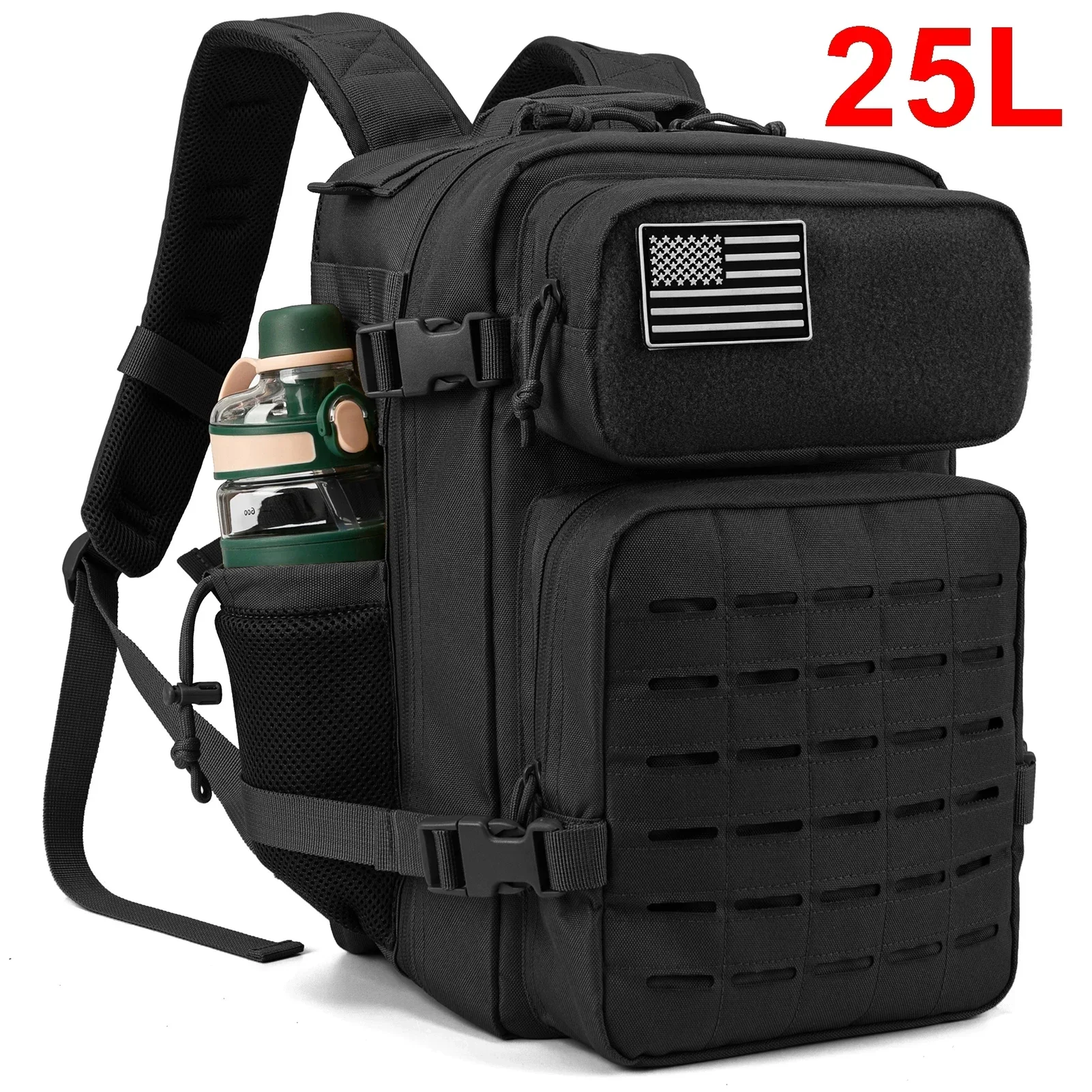 25L Tactical Backpack Outdoor Bag Fitness Backpack MOLLE Backpack Women's/Men's Hiking Survival Backpack Men's Dual Cup Holder - Image 15