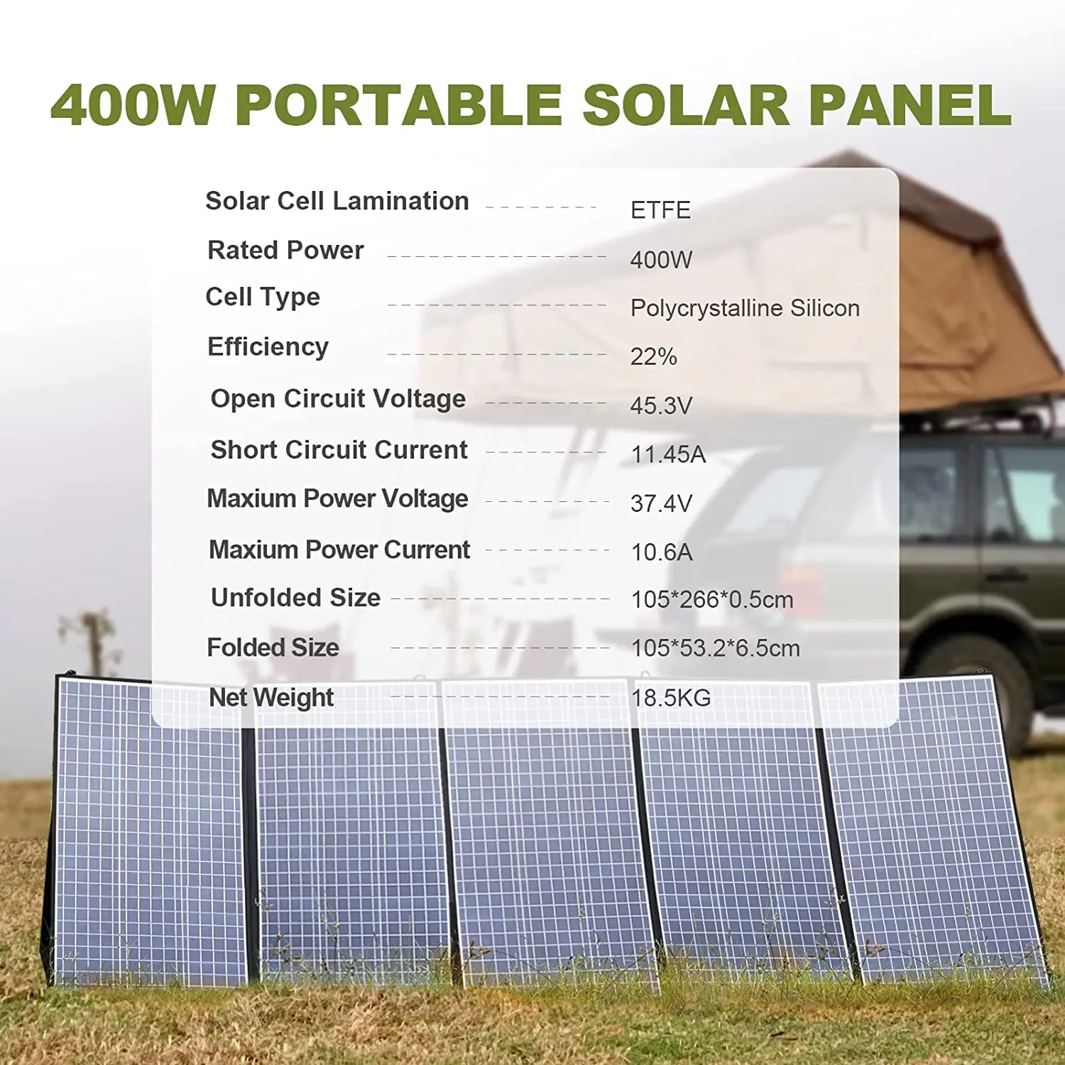 ALLPOWERS Foldable Solar Panel 400W / 200W / 140W / 100W / 60W Solar Charger with Solar Output for Power Station Solar Generator - Image 2