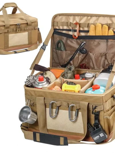 30L Camping Cooking Utensil Organizer Large Capacity Car Trunk Storage Bag Detachable Multifunctional Camping Stove Storage Case