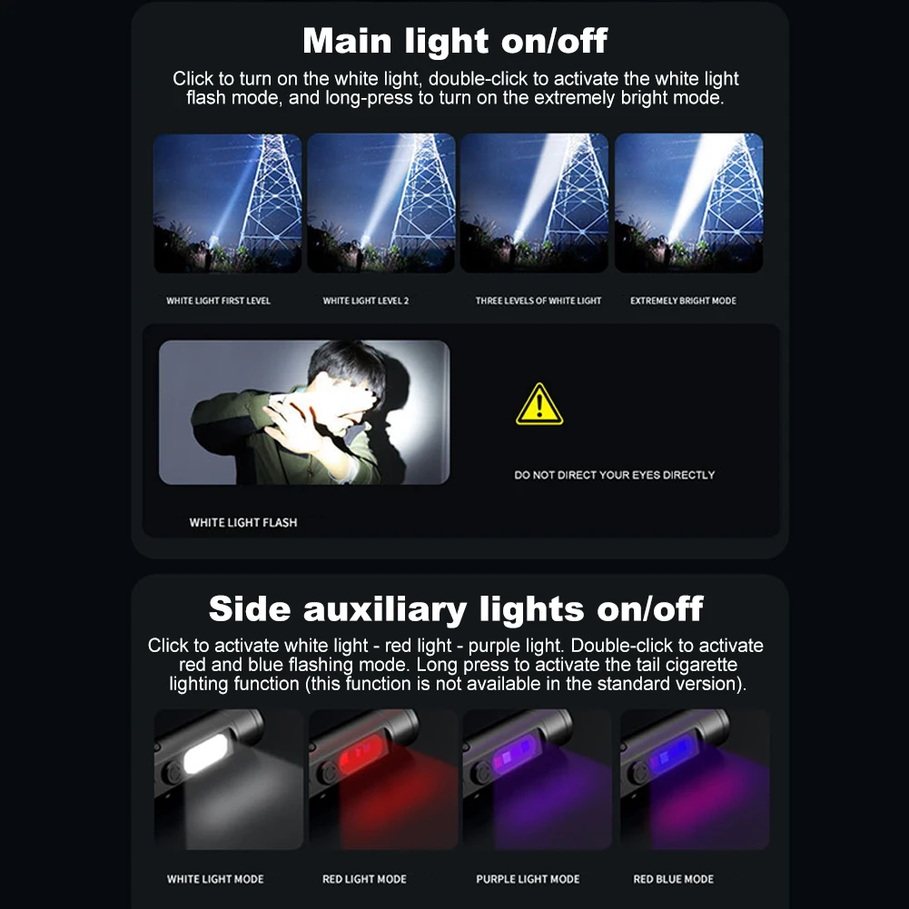 Taclite Mini Flashlight Emergency Torch Rechargeable Magnetic LED Tactical Flashlight EDC Strong Light Outdoor LED Camping Lamp - Image 4