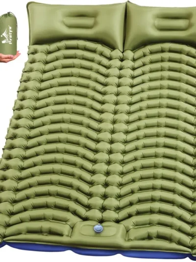 Sleeping Pad for Camping Ultralight Camping Mattress with Pillow, Builtin Foot Pump, Compact Inflatable 2Person Portable Mat for