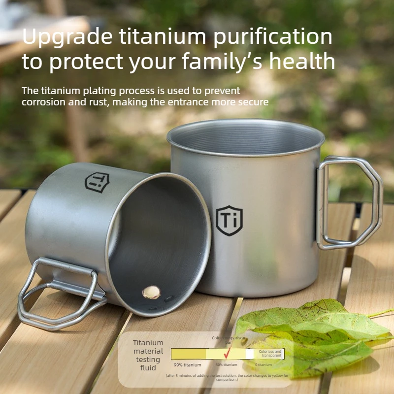 Outdoor Camping Titanium Purification Foldable Water Cup Anti-Mold Drinking Mug for Home Outdoor Picnic Beer Coffee Cold Drinks - Image 4