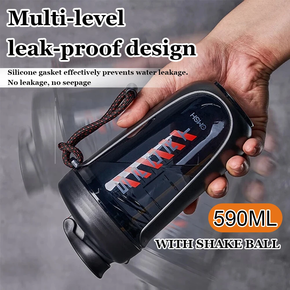 590ml Drink Shake Bottle with Shaker Ball Fitness Water Cup Leak Proof Whey Protein Powder Mixer Bottle for Indoor Outdoor - Image 3