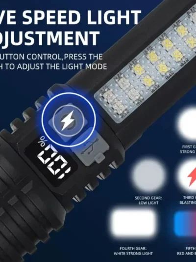 Super Bright Rechargeable LED Flashlight – Ultra Powerful Portable Torch, Outdoor Camping Lantern & Emergency Light