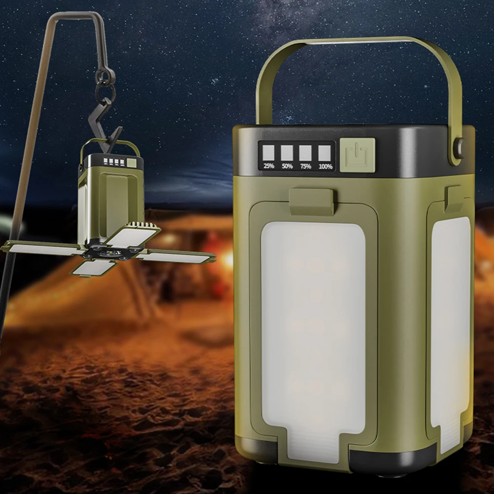 Rechargeable Lantern Power Bank Solar Camping Lantern Portable Flashlight LED Tent Light for Camping Hiking Fishing