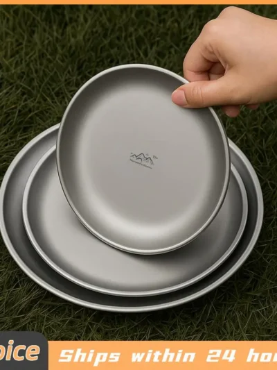 Portable Titanium Purified Stainless Steel Plate 304 Material Lightweight 99% Antibacterial for Outdoor Picnic Home Dinnerware