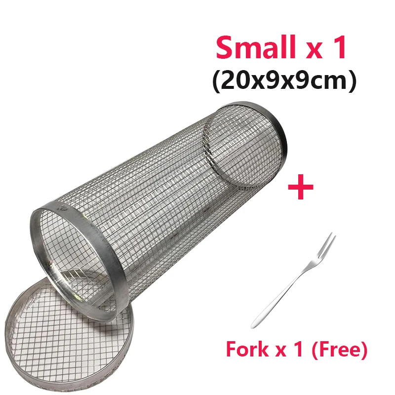 1-4pcs Rolling Grilling Basket Stainless Steel BBQ Grill Basket Mesh Portable Outdoor Camping Barbecue Rack kitchen accessories - Image 12