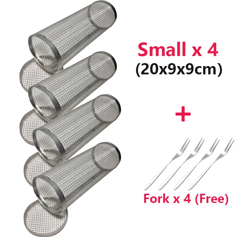 1-4pcs Rolling Grilling Basket Stainless Steel BBQ Grill Basket Mesh Portable Outdoor Camping Barbecue Rack kitchen accessories - Image 10