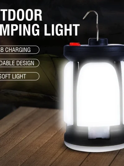 Rechargeable LED Camping Lantern With folding LED floodlight Portable Tent Light With 3 Light Modes For Camping, Hiking, Fishing