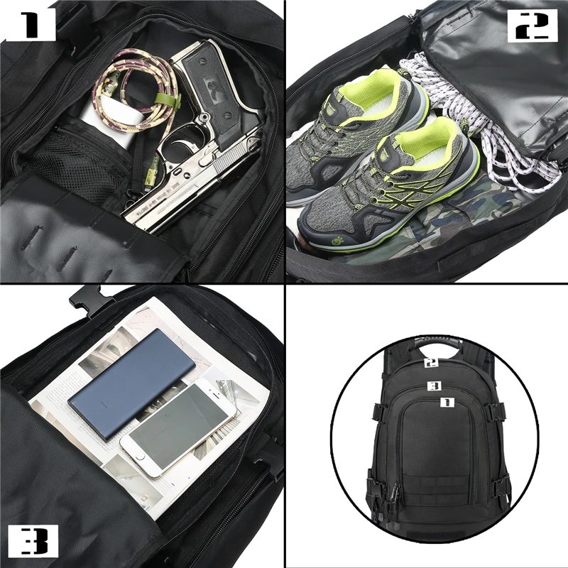 60L Men Tactical Backpack 3P Softback Outdoor Hiking Camping Rucksack Hunting Camping Travel Bag - Image 4
