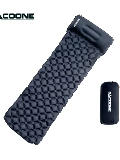 PACOONE Outdoor Camping Sleeping Pad Folding Sleep Mat Beach Inflat Mattress with Pillows Ultralight Air Mat Travel Hiking New