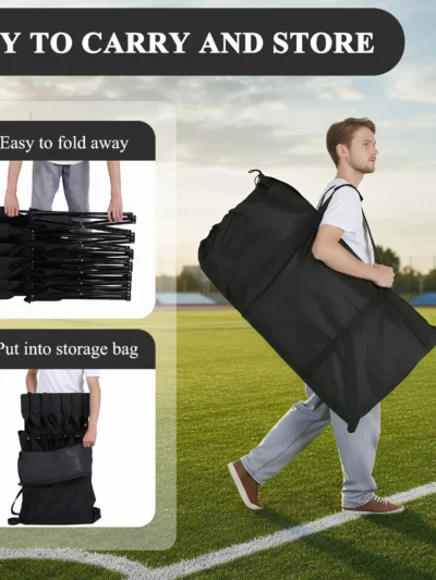 Folding Team Bench with Storage Bag & Backrest Foldable Sideline Bench 600D Oxford for Football Baseball Camping Outdoor Events