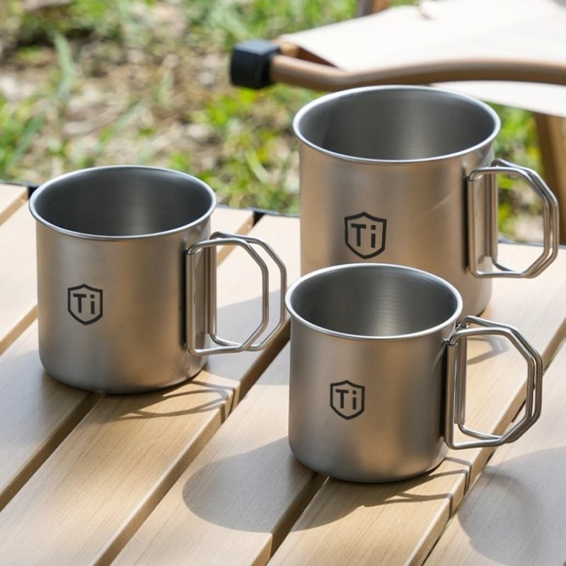 Outdoor Camping Titanium Purification Foldable Water Cup Anti-Mold Drinking Mug for Home Outdoor Picnic Beer Coffee Cold Drinks