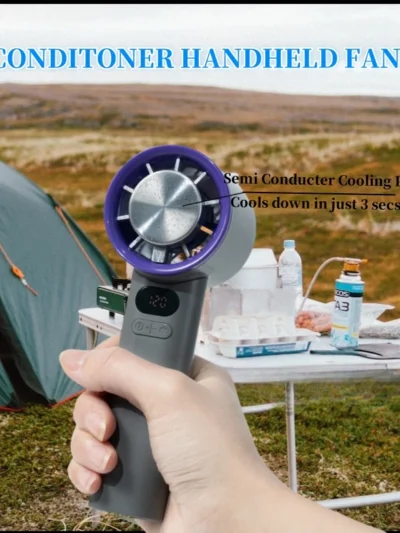 Portable Fan 120-Speed Digital Display Ice Cooling Tech Stylish Semiconductor Condensation Mini Personal Fan for Home, Office