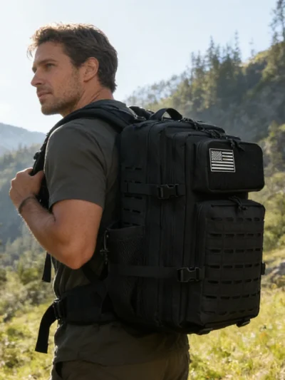 45L Men's and Women's Tactical Backpack Outdoor Camping Equipment Backpack Hiking Backpack Travel Backpack with Double Cup Holde