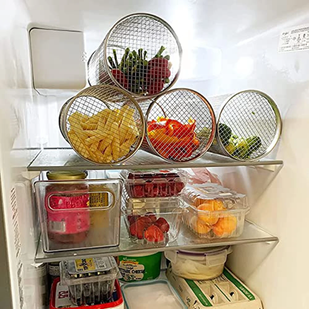 1-4pcs Rolling Grilling Basket Stainless Steel BBQ Grill Basket Mesh Portable Outdoor Camping Barbecue Rack kitchen accessories - Image 6