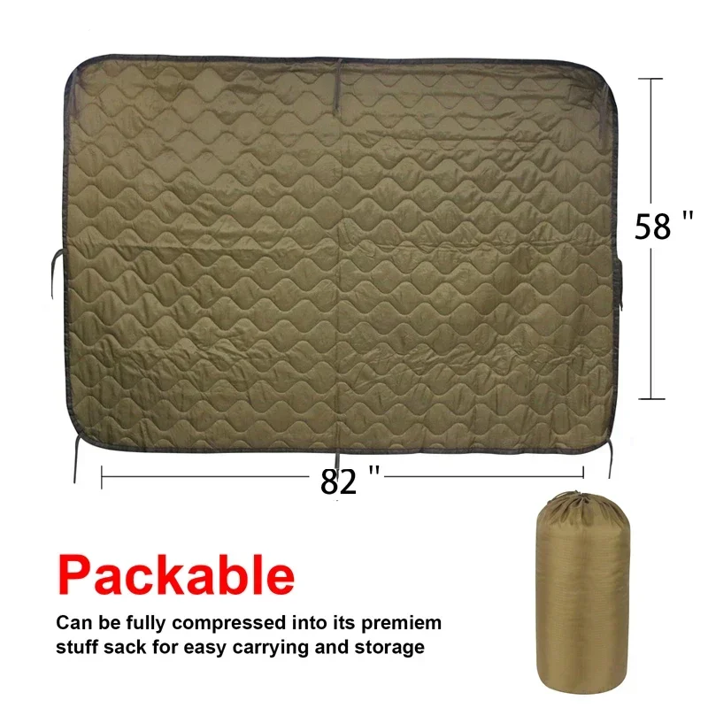 Tactical Army Poncho Liner Camouflage Water Repellent Woobie Quilted Blanket Suitable for Camping, Shooting, Hunting - Image 11