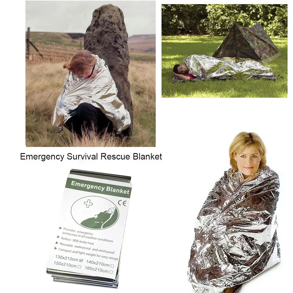 1-20PCS Emergency Blanket Outdoor Survival First Aid Kit Windproof Insulation Lifesaving PET Keep Foil Thermal Rescue Blanket - Image 4