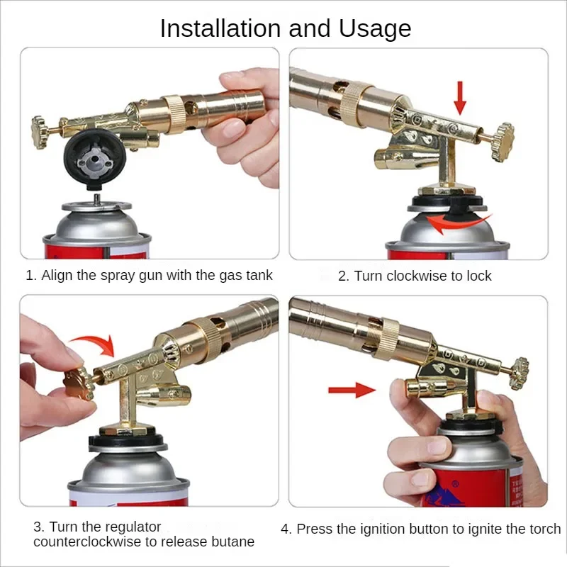 Portable Welding Gas Torch Flame Nozzle Butane Burner Outdoor Camp BBQ Lighter Flamethrower Kitchen Supplies Welding Equipment - Image 3