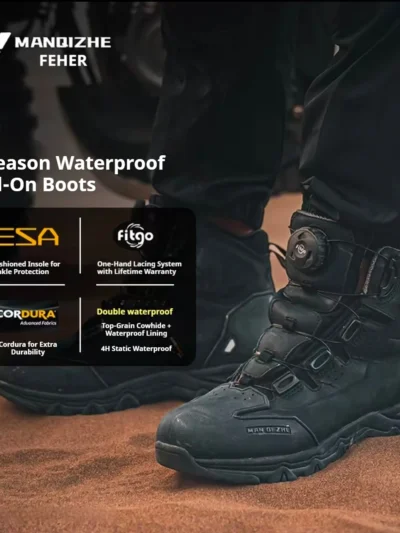 FEHER MQZ Series Motorcycle Boots Waterproof CE Level 2 Foot Protection Hiking Shoes All Season for Rider and Wilderness Climber